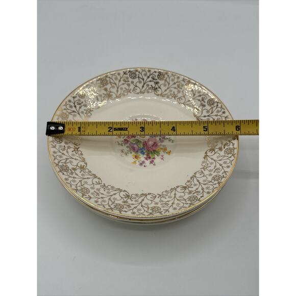 Vintage Lot Of 4 Plates 6" Floral, 23 Karat Gold Century by Salem USA - Picture 7 of 7